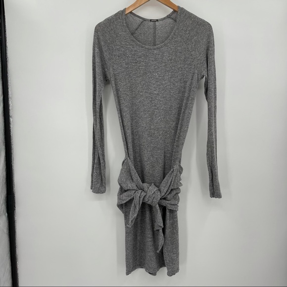 Monrow Tie Front Dress in Granite Grey Long Sleeve Size Small - Picture 7 of 15
